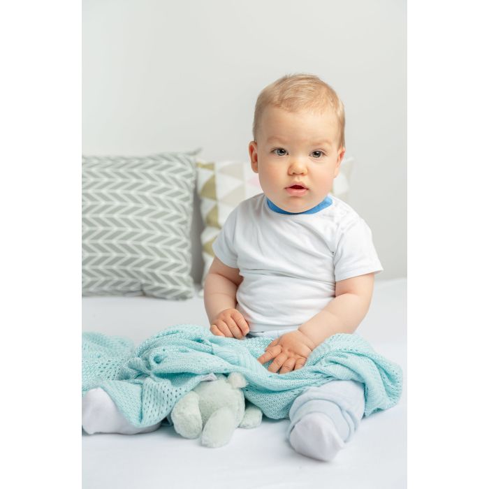 Megztas bambukinis pledukas kūdikiui 100x80 pilkas