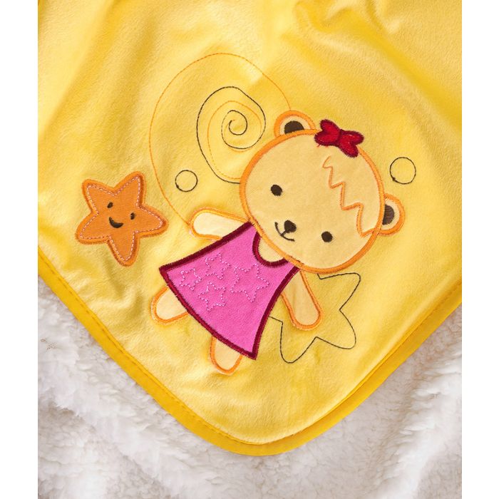 Pleds "Meža draugi" 100x75cm no mirofibras dzeltenā krāsā