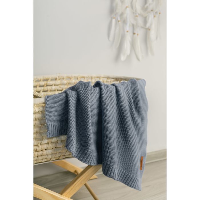 Adīts bambusa viskoze - kokvilnas pleds "Bamboo" 100x80 cm "jeans"