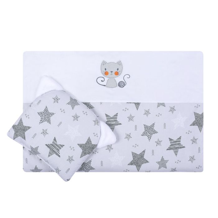 Komplekts ratiņiem spilvens un sega "Kitty" pelēks