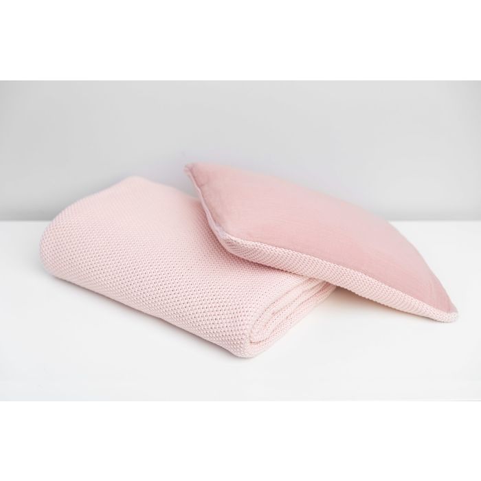 Muslino ir megztos medvilnės pledukas ir pagalvė kūdikiui "Luxury"