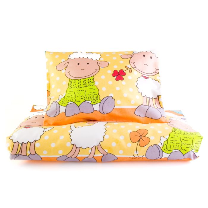 Pārvalku komplekts šūpulim 80x70cm "Aitiņas" dzeltenā krāsā