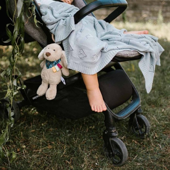 Adīts bambusa sega Babyono  "Love U" 100x75 cm zils