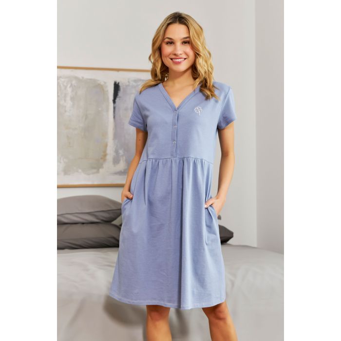 Kokvilnas naktskrekls grūtniecēm un barojošām "Clover" sky blue 