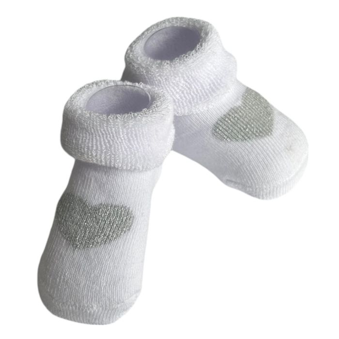 Kokvilnas zeķītes mazuļiem 0-6mēn. Hearts white