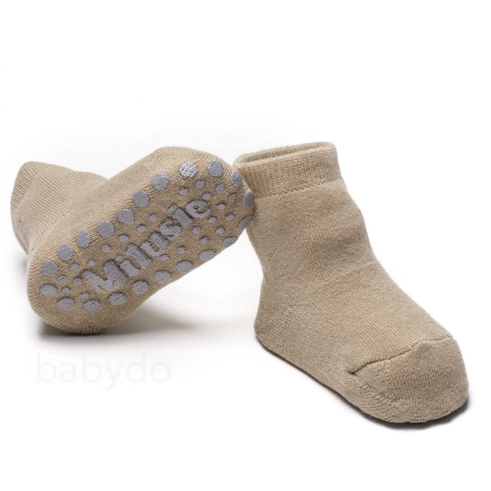 Kokvilnas zeķītes mazuļiem Beige with ABS
