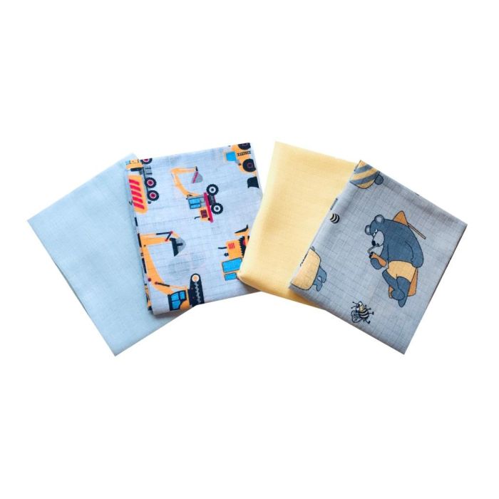 Kokvilnas autiņu komplekts "Cars & Bears"