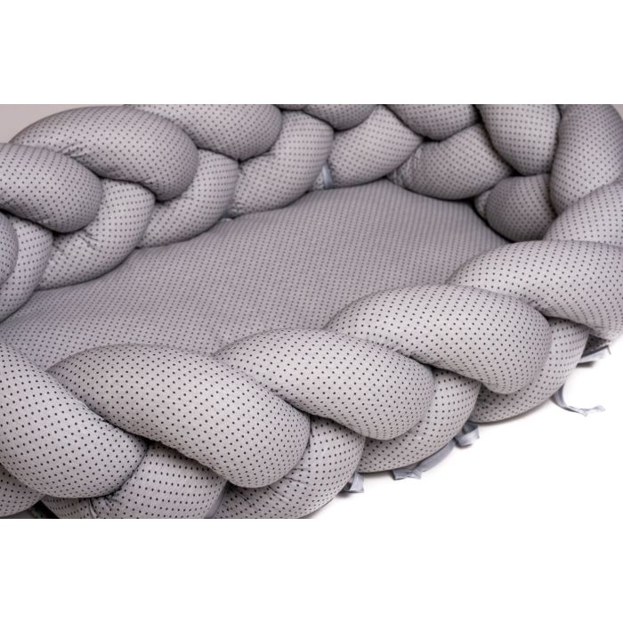 2 in 1 Mazuļa kokons ligzdiņa (+Bērnu Gultas Apmales) -  "Dots" pelēks