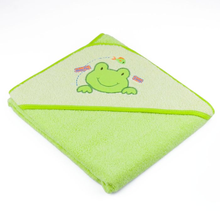 Dvielis mazulim "Animals" ar galvassegu 80x80cm "frotte" zaļš