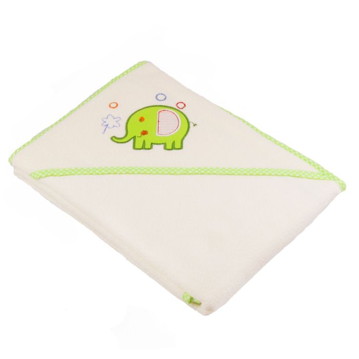 Dvielis mazulim "Animals" ar galvassegu 100x100cm "frotte" gaiši dzeltenīgs