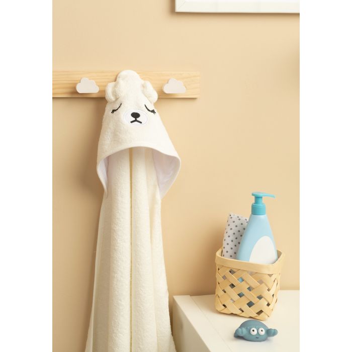 3D dvielis mazulim "White bear" ar galvassegu 100x100cm "frotte"