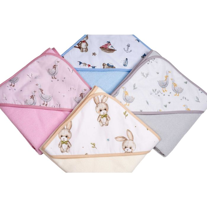 Dvielis ar kapuci "Golden goose grey" pelēks