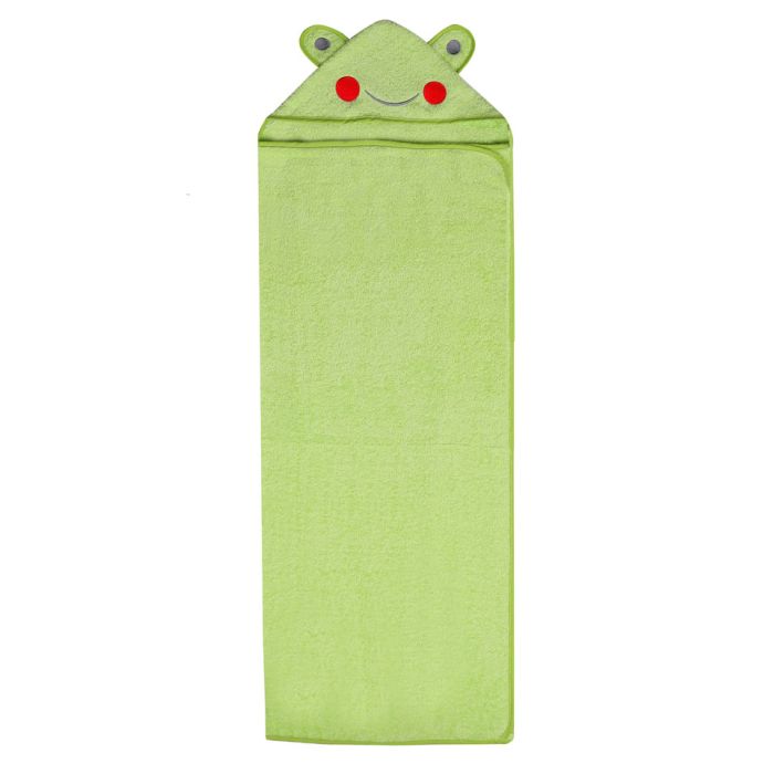 Dvielis ar kapuci  "Frog" 120x100cm  zaļš