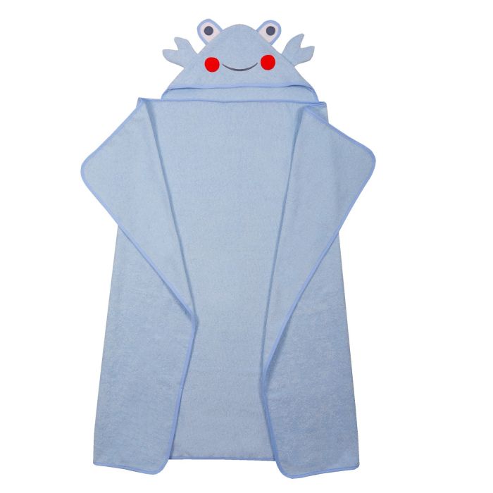 Dvielis ar kapuci  "Crab" 120x100cm zils