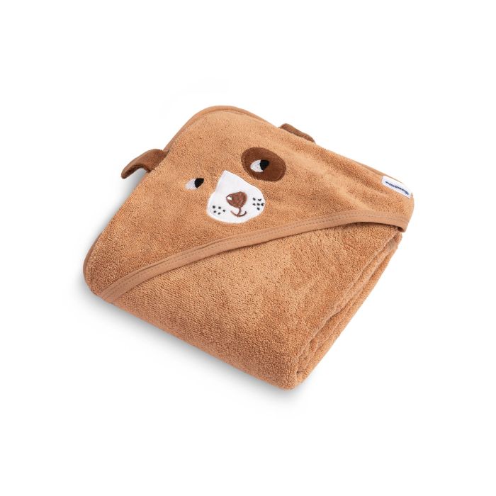 Dvielis mazulim ar kapuci "Dog" 90x90 cm brūns