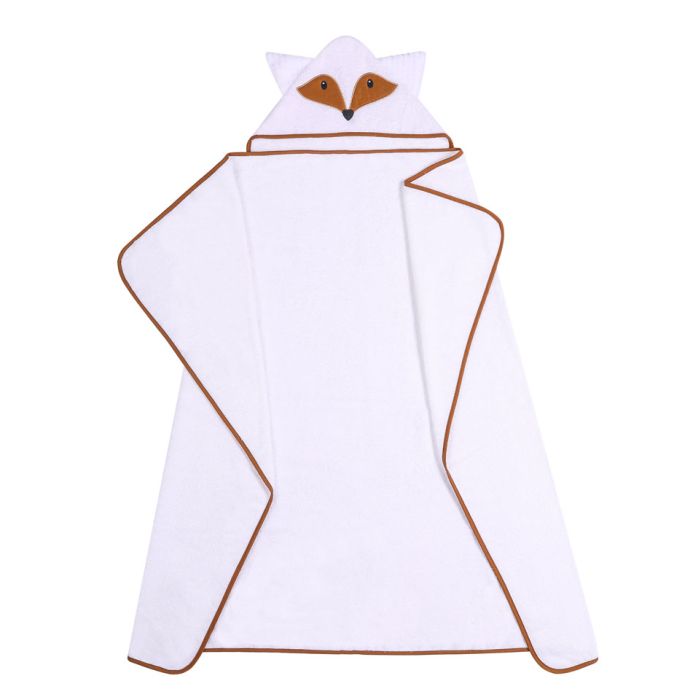 Dvielis ar kapuci  "Fox" 120x100cm  balts