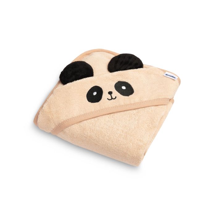 Dvielis mazulim ar kapuci "Panda" 90x90 cm beige