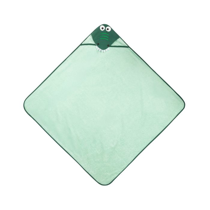 3D dvielis mazulim "Croco" ar galvassegu 100x100cm "frotte" zaļš