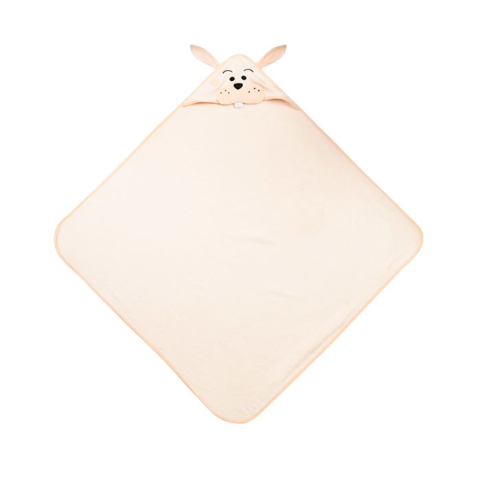 3D dvielis mazulim "Funny Bunny" ar galvassegu 100x100cm "frotte" rozā