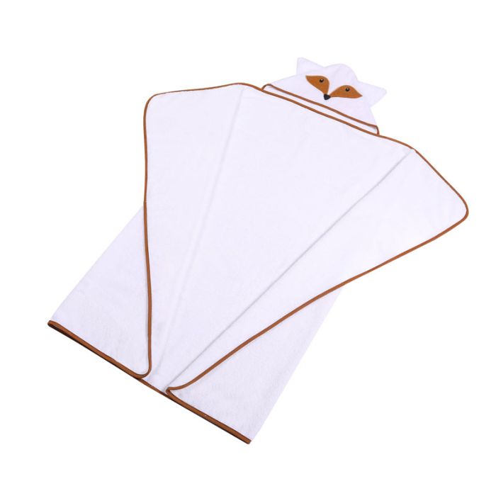 Dvielis ar kapuci  "Fox" 120x100cm  balts