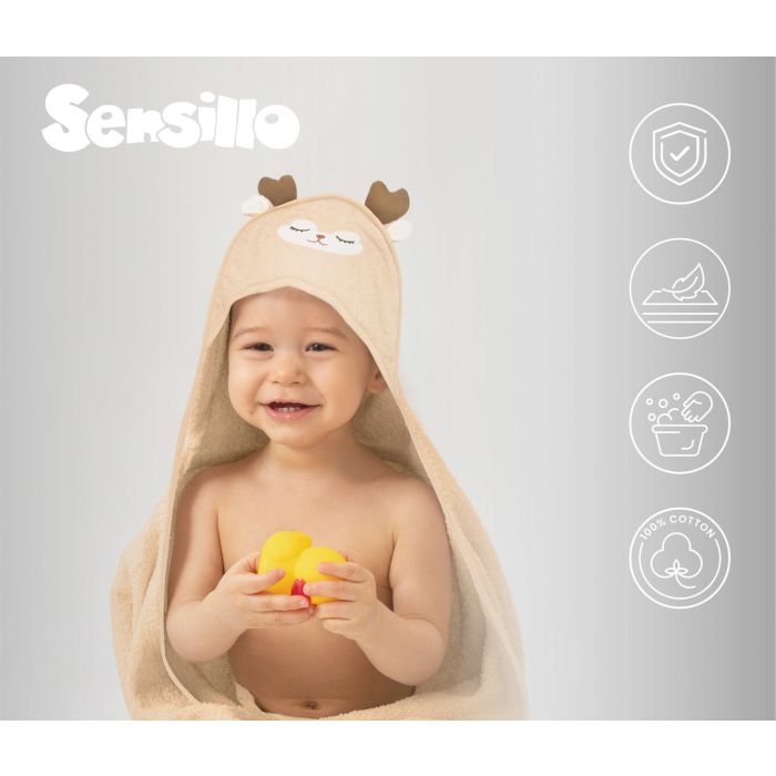 3D dvielis mazulim "Brown deer" ar galvassegu 100x100cm "frotte"