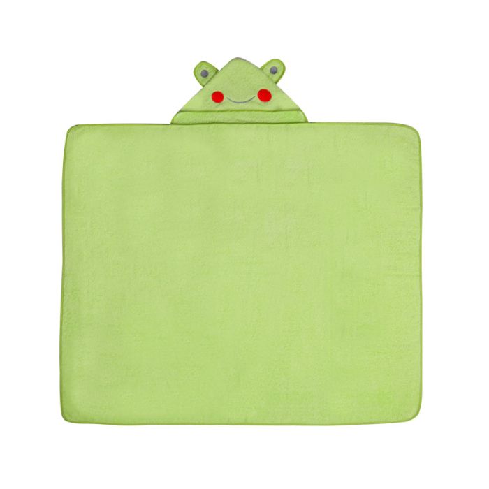 Dvielis ar kapuci  "Frog" 120x100cm  zaļš