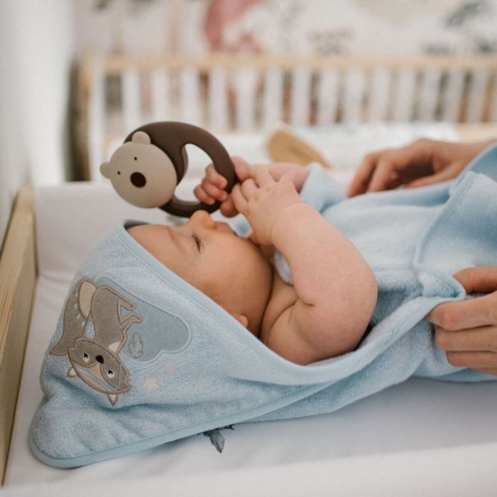 Bambusa dvielis ar kapuci Babyono 100x100cm "Foxy" zils