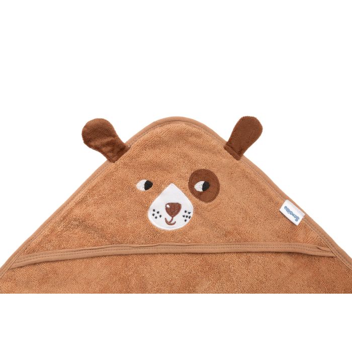 Dvielis mazulim ar kapuci "Dog" 90x90 cm brūns