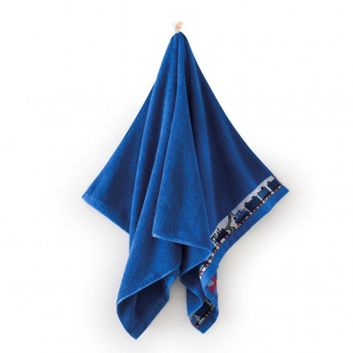 Dvielis bērniem (Ēģiptes kokvilnas) "Trains blue"