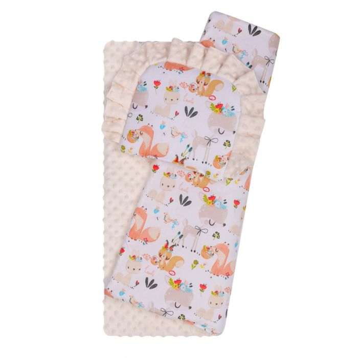 Komplekts ratiņiem spilvens un sega "Best friends"