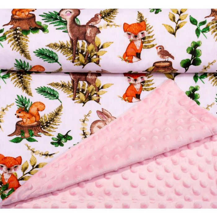 Bērnu pleds 100x75cm "Forest family" rozā