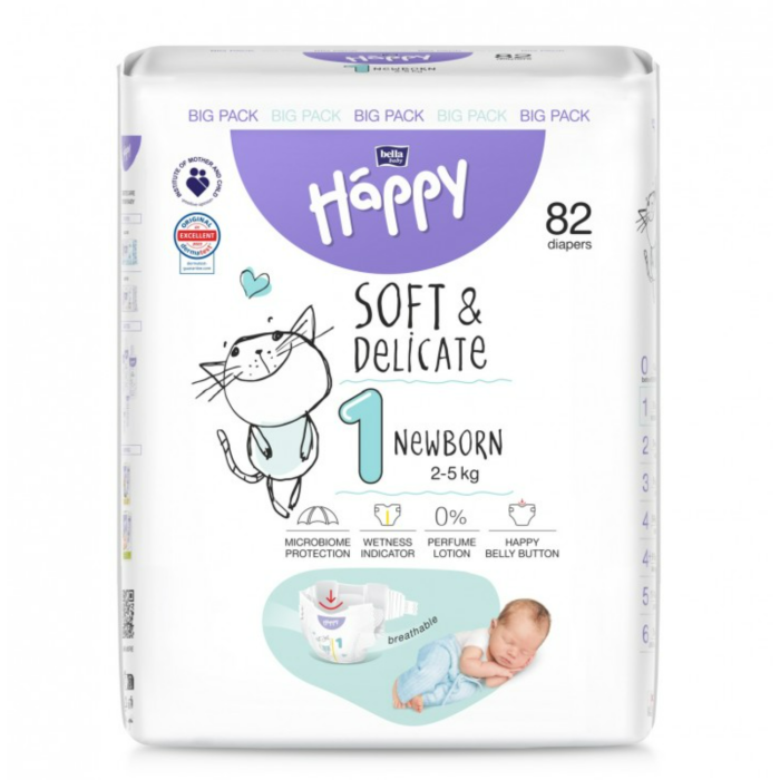 Autiņbiksītes BELLA Newborn “1” 2-5kg 82gab. Soft&Delicate (jaundzimušajiem)