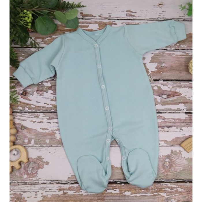 Zīdaiņu kokvilnas rāpulītis ar piedurknēm  "Blank" mint 