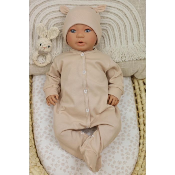 Zīdaiņu kokvilnas rāpulītis ar piedurknēm  "Blank" beige