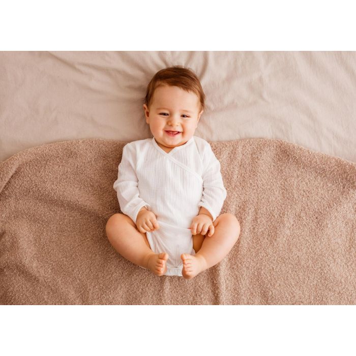 Bodijs ar garām piedurknēm no muslīna kokvilnas "Silky" rozā