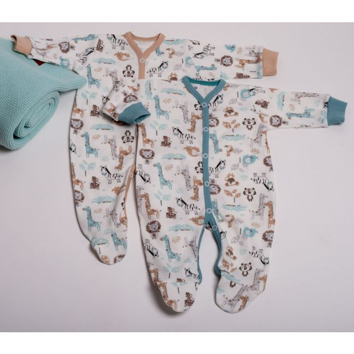 Zīdaiņu kokvilnas rāpulītis ar piedurknēm  "Jungle Beige" 