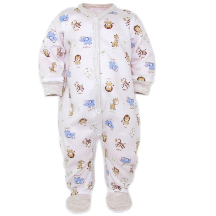 Zīdaiņu kokvilnas rāpulītis ar piedurknēm "Zoo"