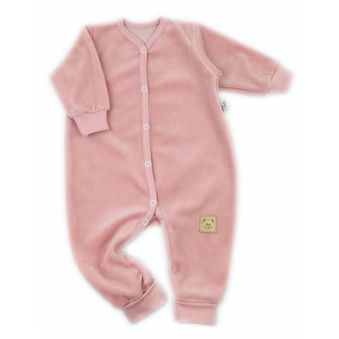 Zīdaiņu rāpulītis ar piedurknēm  "Velour pale pink"  