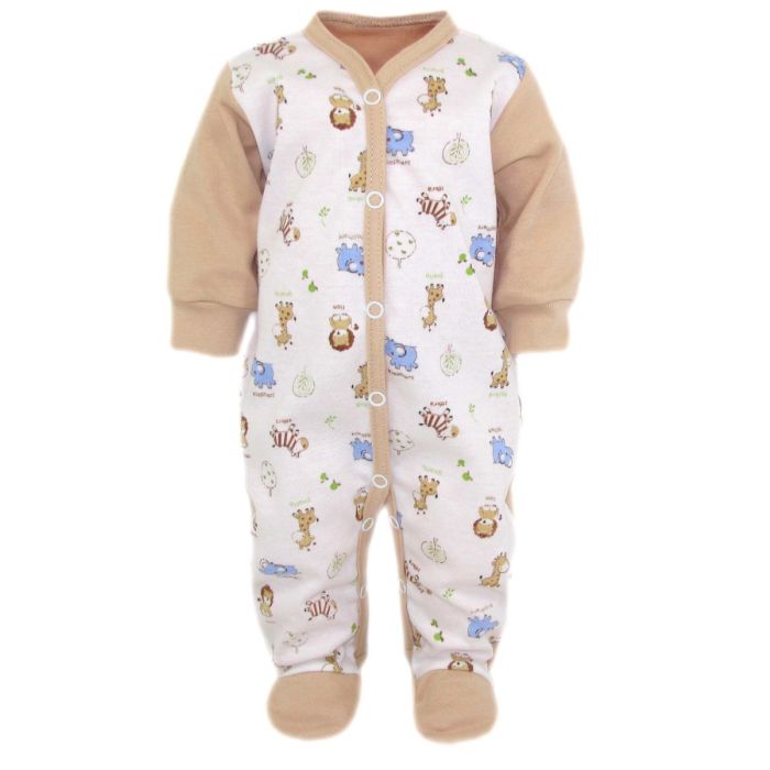 Zīdaiņu kokvilnas rāpulītis ar piedurknēm "Zoo"