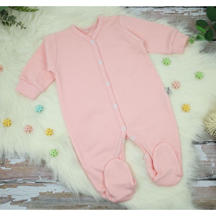 Zīdaiņu kokvilnas rāpulītis ar piedurknēm  "Blank" candy pink