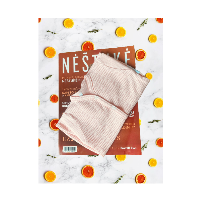 Zīdaiņu kokvilnas rāpulītis ar piedurknēm "Natural pink" 