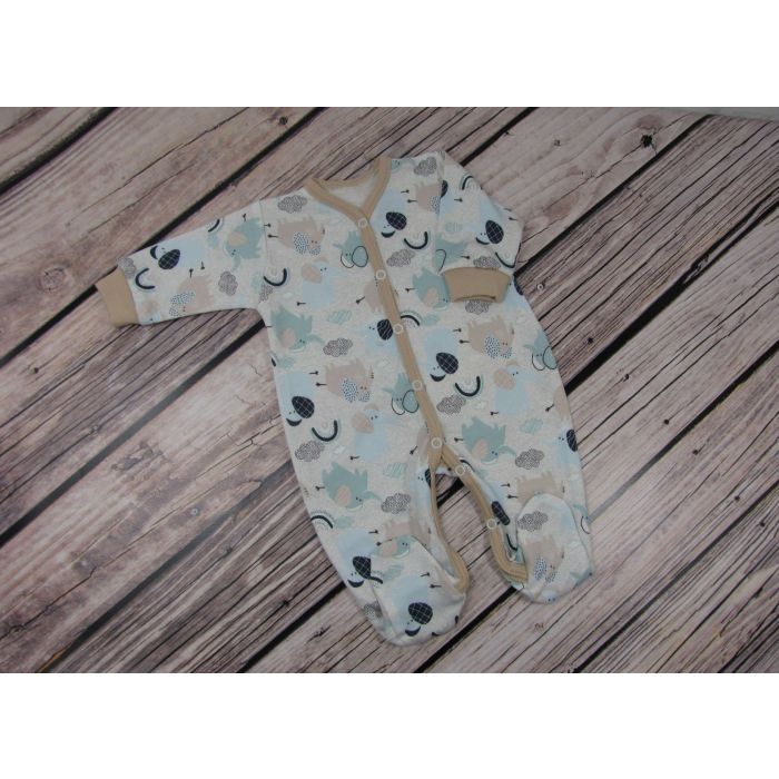 Zīdaiņu kokvilnas rāpulītis ar piedurknēm "Jumbo" bēšs