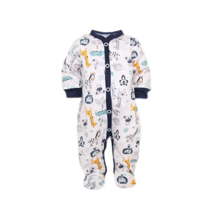 Zīdaiņu kokvilnas rāpulītis ar piedurknēm "Animals navy"