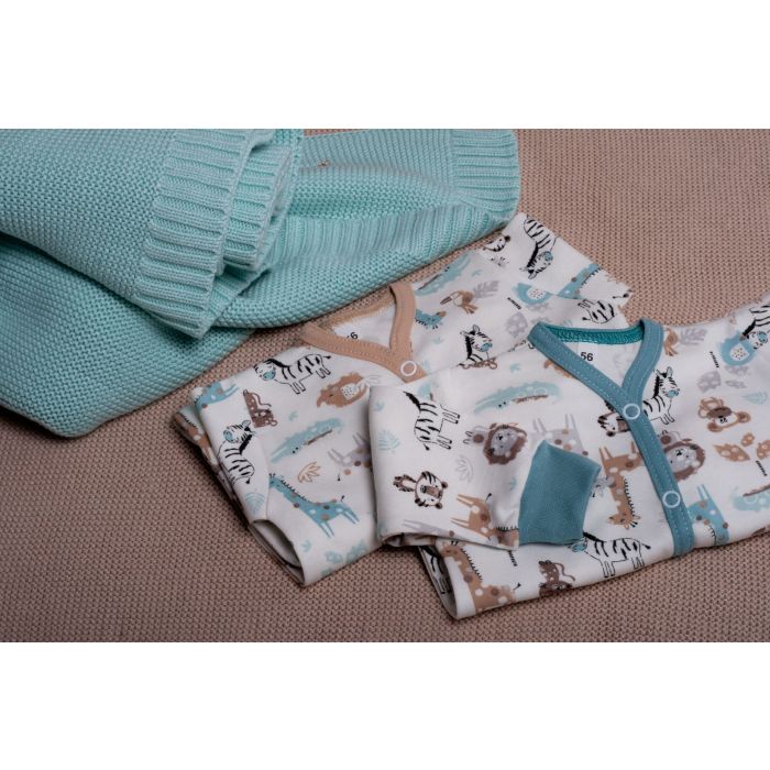 Zīdaiņu kokvilnas rāpulītis ar piedurknēm  "Jungle Beige" 