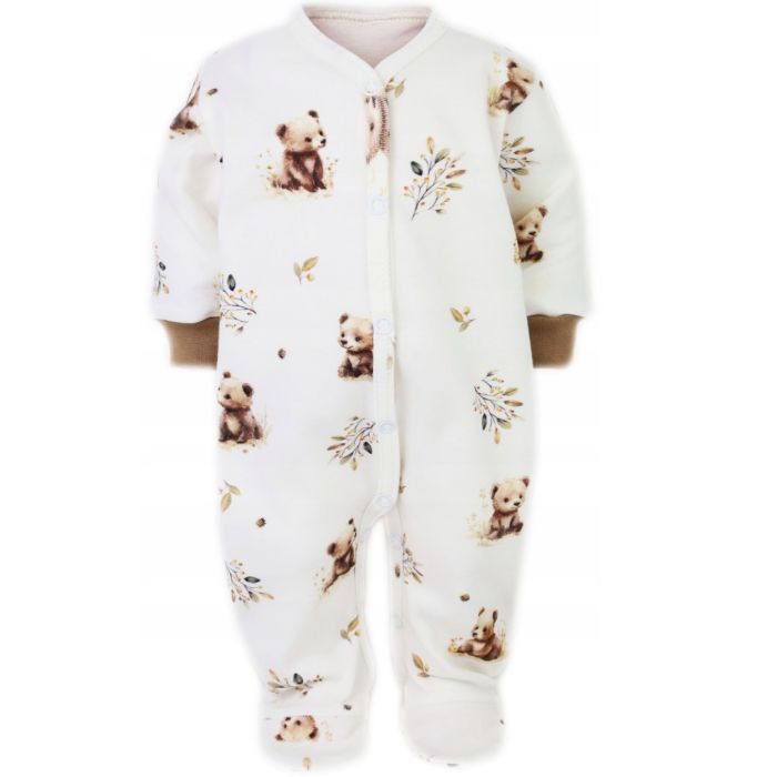 Zīdaiņu kokvilnas rāpulītis ar piedurknēm  "Little bears" 