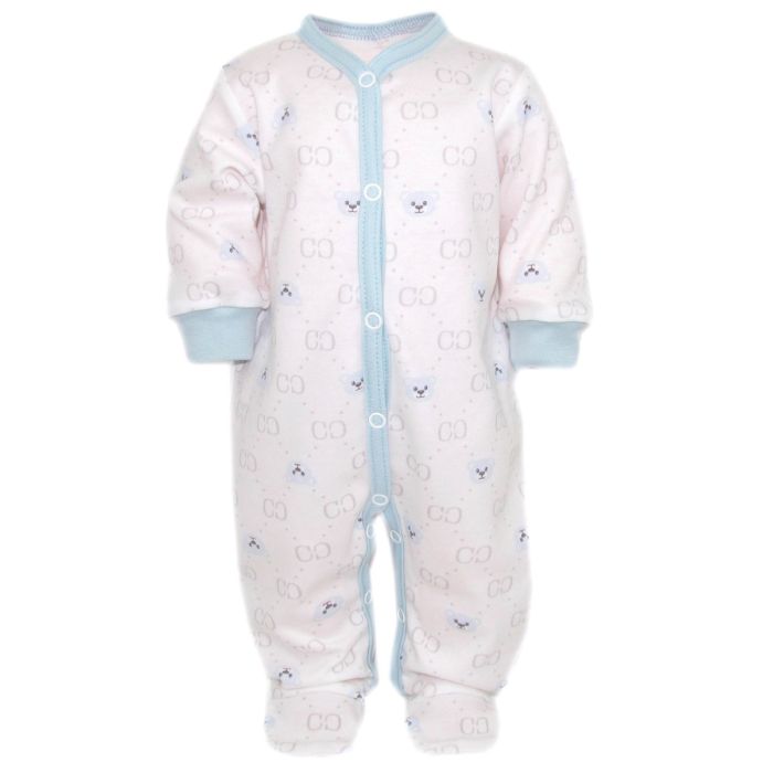 Zīdaiņu kokvilnas rāpulītis ar piedurknēm "Bear glamour " zils