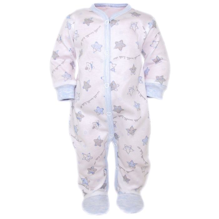 Zīdaiņu kokvilnas rāpulītis ar piedurknēm "Stars blue"