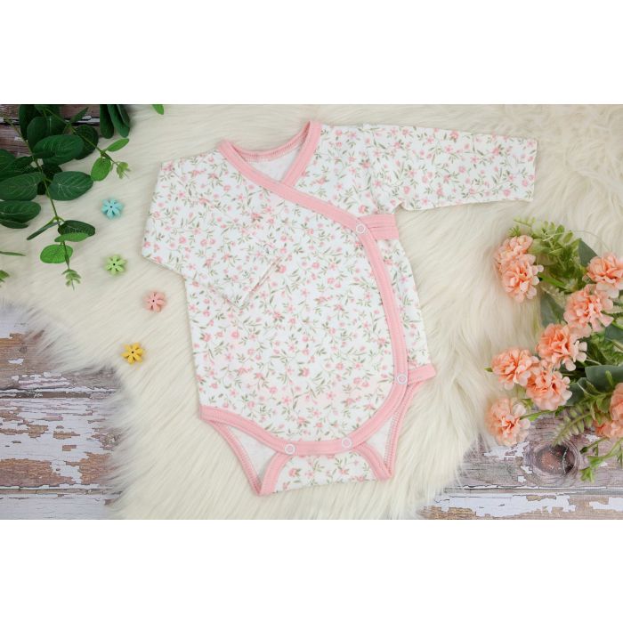 Bodijs ar garām piedurknēm "Candy flowers pink"    