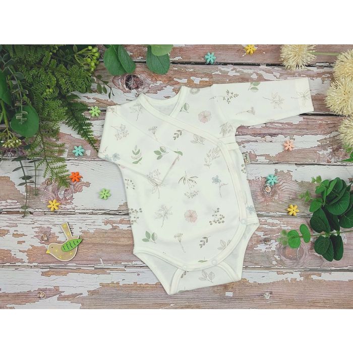 Bodijs ar garām piedurknēm "Story by nature white"    