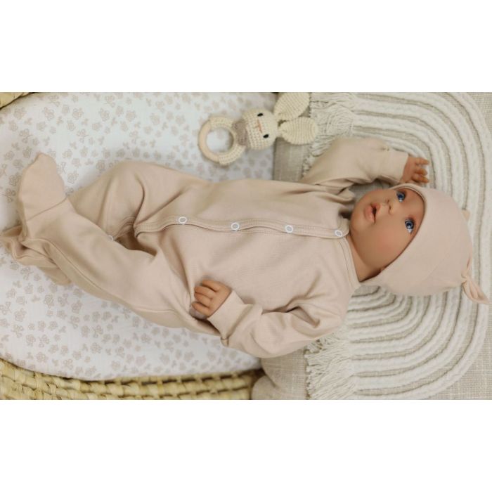 Zīdaiņu kokvilnas rāpulītis ar piedurknēm  "Blank" beige